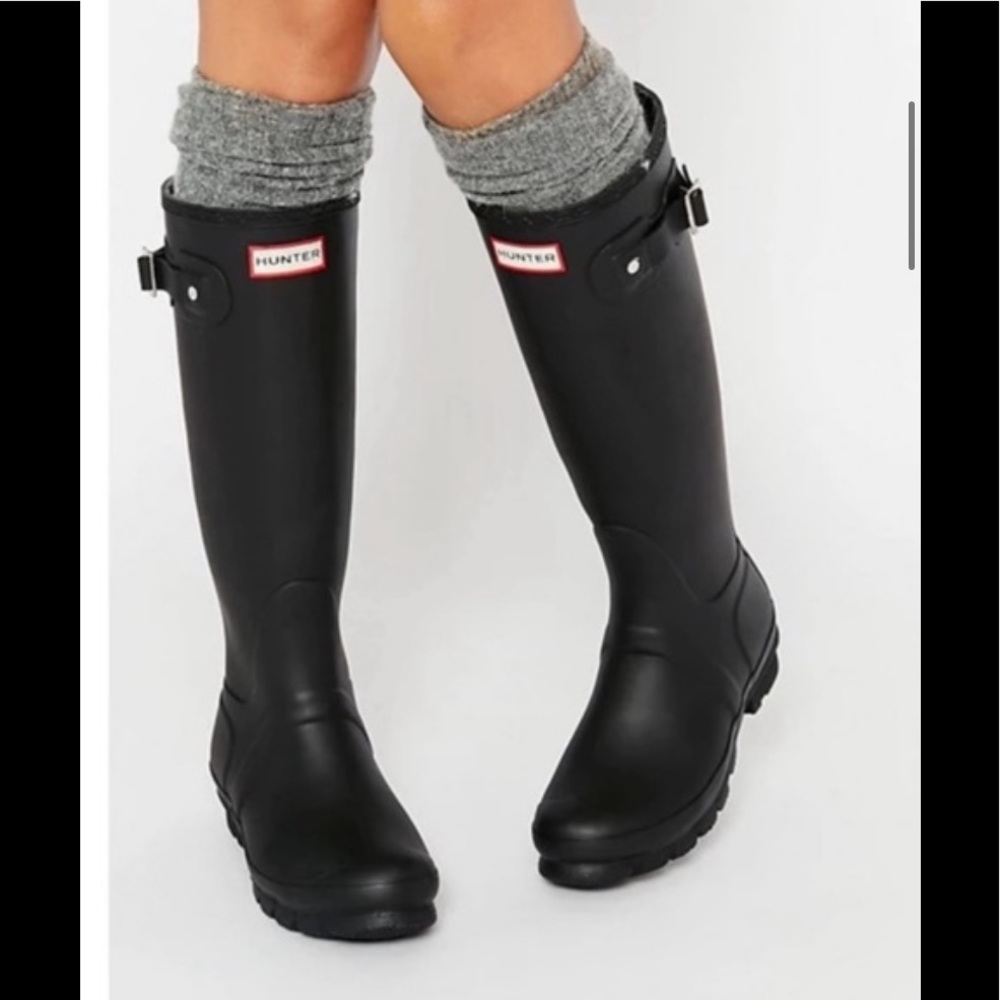 Original Tall Hunter Boots Size UK 7 / US 9 🥾 Matte Black w Buckle